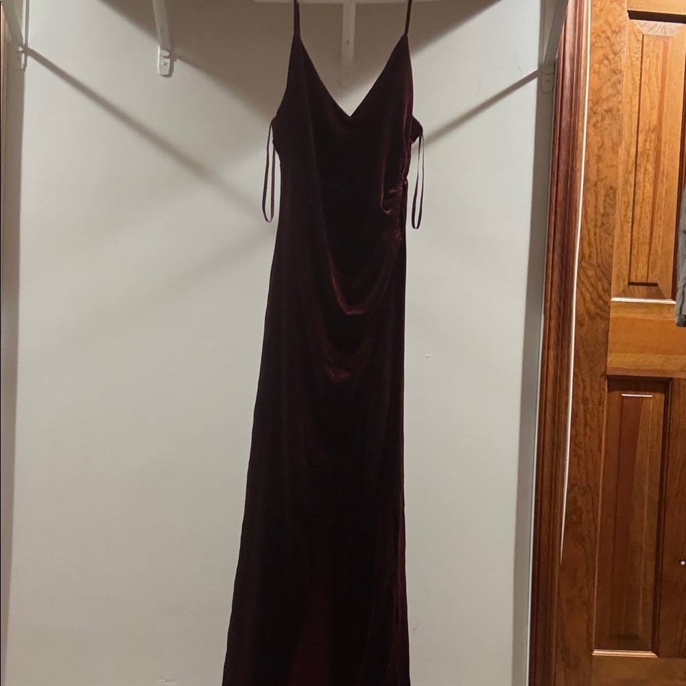 Velvet Maxi Slip Dress in Dark Wine - Elegant Evening Maxi